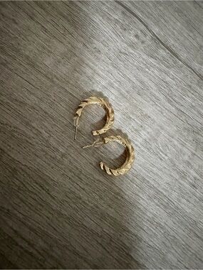 Gold Twisted Hoop Earrings - Women's Jewelry